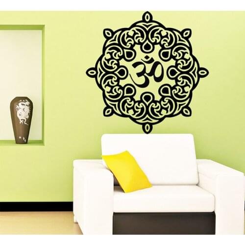Indian Om Symbol Mandala Wall Sticker Home Decor Vinyl Self Adhesive Art Murals Bedroom Studio Window