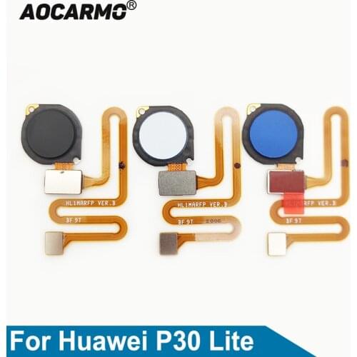Aocarmo Home Button For Huawei P30 Lite / Nova 4e Touch ID Fingerprint Sensor Flex Cable Replacement
