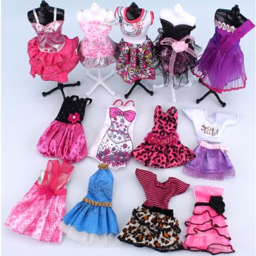 10 Piece Dress Up Barbie Dolls Clothes Set Fashion Barbie Skirt Wedding Dress Barbie House Party Clothing Best Girl Gift