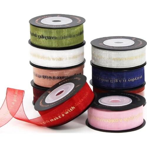 Wholesale 5m/lot Organza Ribbon "Everyday Is A Gift Make A Wish" Printed Ribbon Gift Wrapping Decoration DIY Hair Accessories