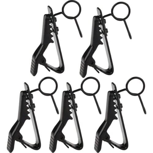 HOT-5 Pcs Ring Mini 7.5 mm Microphone Clip Holder Tie Clip Collar Clip Practical (Black)