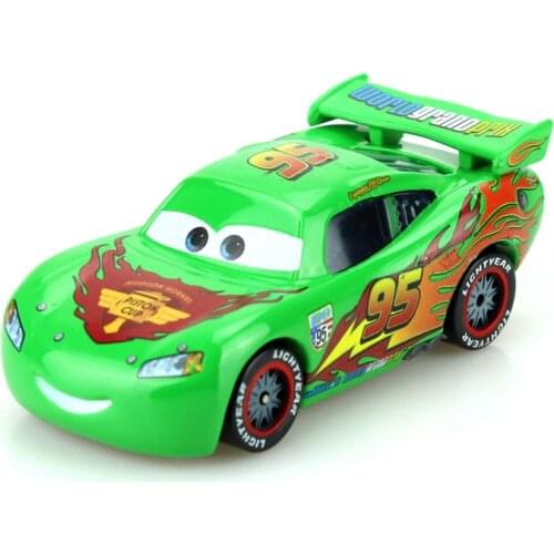 Disney Pixar Cars Green Limited Edition Lightning McQueen 1:55 Scale Diecast Metal Alloy Modle Car Cute Toys For Children Gifts