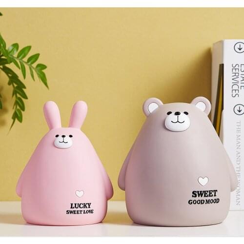 Bear Rabbit Animal Figurines Piggy Bank Money Plastic Coin For Attracting Money Jar Coins Money Box Coins Child Easter Gifts