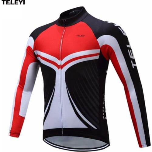 TELEYI Pro Team Mens Cycling Clothing Outdoor Ropa Ciclismo Bike Bicycle Long Sleeve Cycling Jersey Tops Size S-4XL