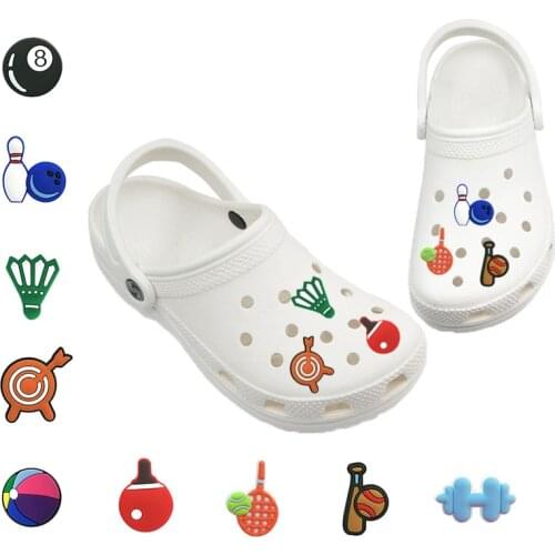 1-5pcs Sport Basketball Baseball Bowling PVC Croc Charms Football Volleyball Soccer Shoe Charm Decoration Accessories Kid Gift