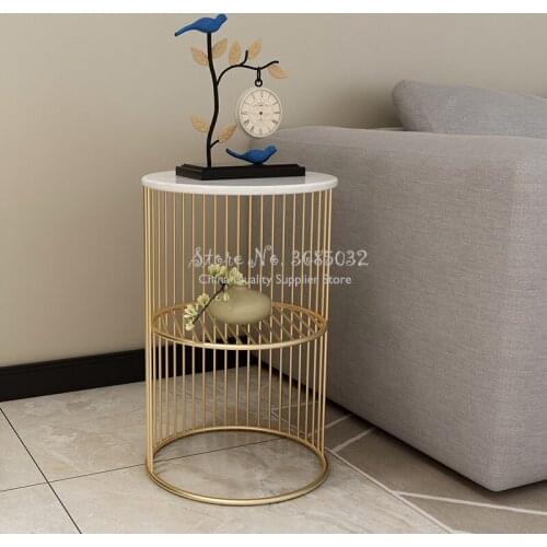 Nordic Simple Golden Coffee Table Living Room Minimalist Bed Iron Small Table Sofa Shelf 30*55cm