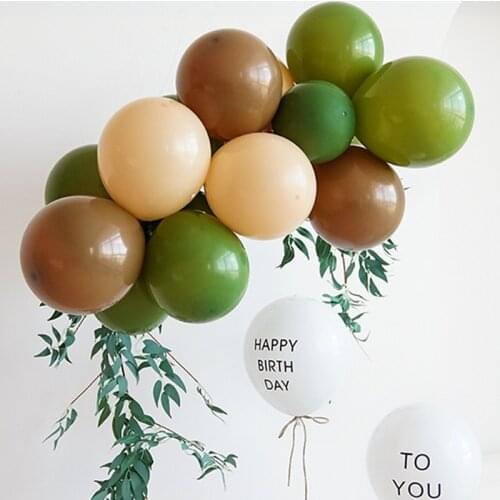 Retro Olive green coffee apricot balloons Baby Birthday party Printed Birthday to you latex Decor Kids Balloon Wedding globos