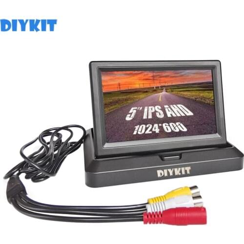 DIYKIT 5" 1024x600 Foldabel IPS AHD Rear View Car Monitor Backup Monitor for AHD Camera CVBS Car Camera