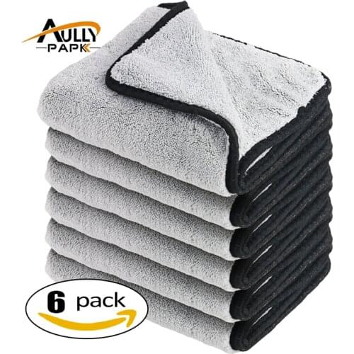 40cmx40cm Super Thick Plush Microfiber 800GSM Car Cleaning Cloths Car Care Microfibre Wax Polishing Detailing Towels Gray/black