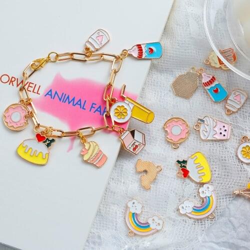 4pcs/pack of Alloy Dripping Oil Various Charm Pendant Earrings for DIY Accessories Keychain Earrings Handmade Charm Making