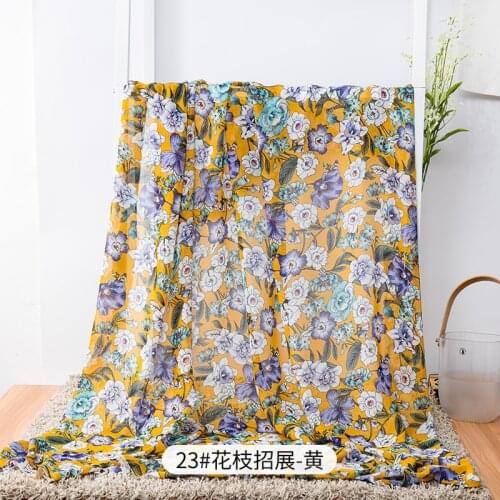 Printed Sewing Fabric Floral Chiffon Fabric For Womens Blouse Or Scarf Can See Though TJ3305-1