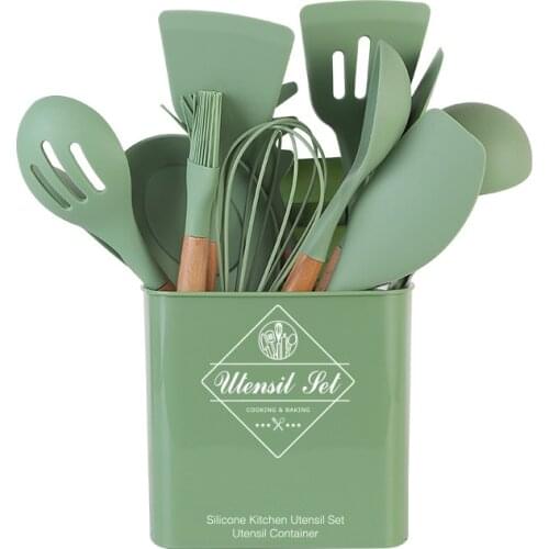 Silicone Kitchenware Oil BrushWooden Handle Kitchen Tool Silicone Kitchenware Set Cooking Shovel Spoon Kitchenbaking Tools