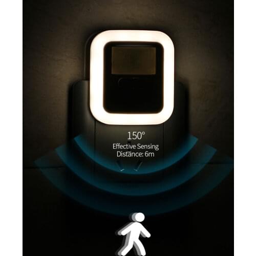 LED Plug-in Motion Sensor Light Wall Night Lamp Light 30s/60s/90s/120s Lighting Time Adjustable for Living Room Night Light