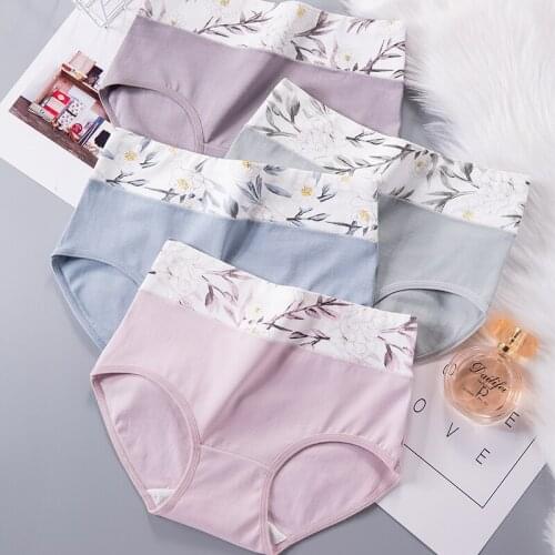 High Waist Panties for Women Breathable Soft Cotton Underwear Fashion Cute Print Seamless Briefs Sexy Girls Slimming Underpants