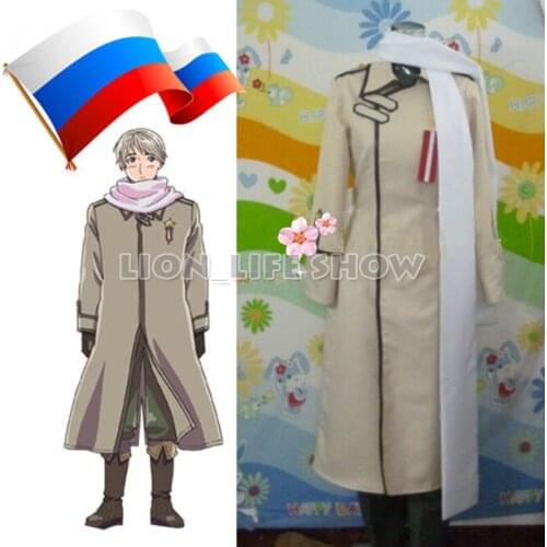 Axis Powers Hetalia APH Russia Ivan uniform Cosplay Costume unisex free shipping Halloween Outfit Full Set