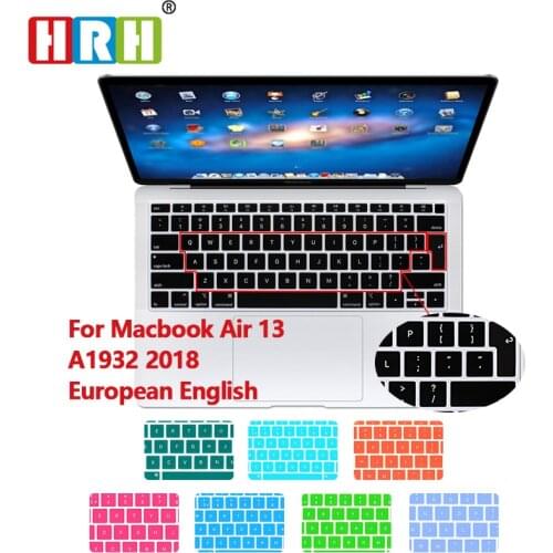 HRH Waterproof Silicone English Keyboard Skin Cover for MacBook Air 13A1932 with Touch ID 2018 Release Laptop Keyboard Protector
