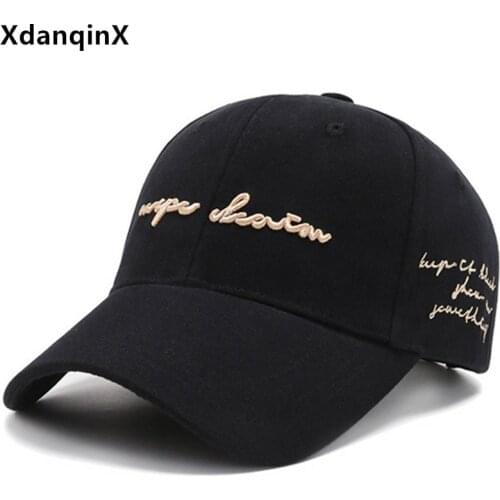 XdanqinX New Spring Womens Cotton Baseball Caps Snapback Cap Mens Fishing Cap Adjustable Size Letter Embroidery Sports Cap