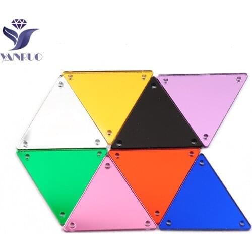 YANRUO Triangle Acrylic Mirror Sewing Rhinestones 30Pcs DIY Handicraft Stones Flat Back Strass Crystals For Decoration