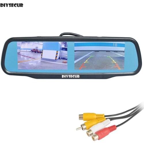 DIYSECUR Dual 4.3 inch TFT LCD Mirror Monitor Car Monitor for Dvd Video Player Reversing Backup Car Camera