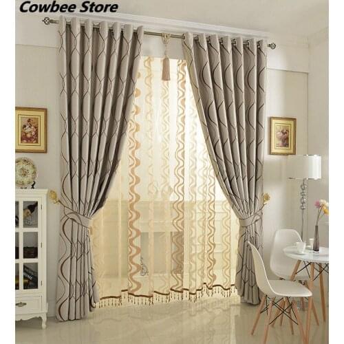 Customized Curtains for Living Room Bedroom Jacquard Curtain Blackout Linen Heat Insulation Blackout Curtain General Pleat