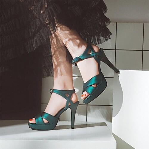 MILI-MIYA Casual Women Sandals Super High 11cm Thin Heels Platform 2.5cm Size 46 Sexy Handmade For Ladies Hot Sale Free Shipping