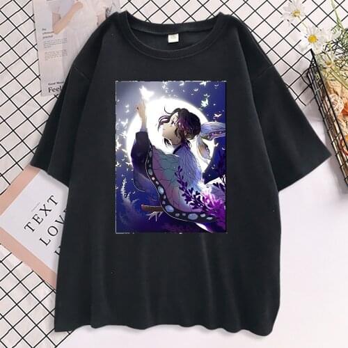 Demon Slayer Women Manga Tshirts Shinobu Kocho Popular Brands T-shirt Mujer High Quality T Shirts Short Sleeve Tee Camisetas