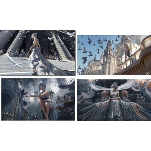 Famous Ice Princess White Pigeon Castle Anime Poster Canvas Painting Wall Art Picture Modern Artist Home Decorative Painting