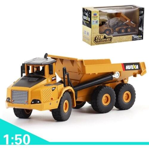 1:50 simulation alloy articulated Dump truck model Early education and learning Childrens sliding engineering toy car