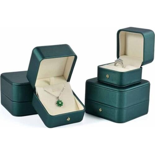 1pcs 6.5x6.5x6.5cm/7.5x7.5x6.5cm red/bule /green color Jewelry box high grade PU round corner Ring/ earring jewelry packing box