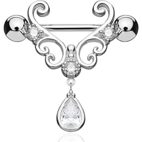 1pc Sexy Steel Heart/Flower Body Nipple Ring Water Drop Shape Piercing Shield Rings Adult Games