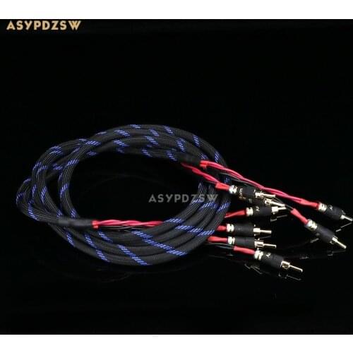 2M x 2 root 4N OFC Purple copper speaker wire Amplifier cable With banana plug
