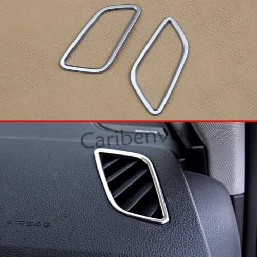 2Pcs Matte Silver Car Dashboard Side Air Outlet Vent Trims For 2016-2019 Audi B9 A4 A5 Interior Accessories