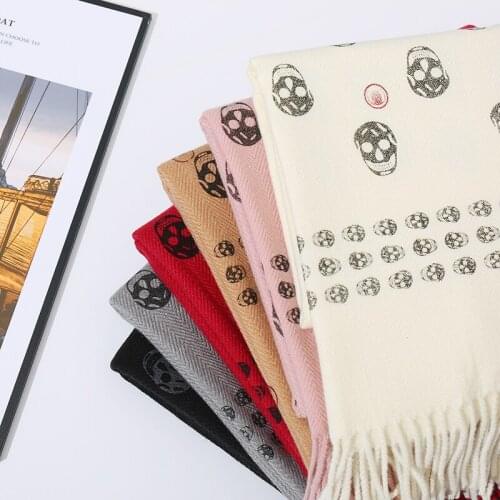 2020 luxury brand skull scarf women winter ladies warm cashmere shawl scarf animal print ghost head soft thin blanket