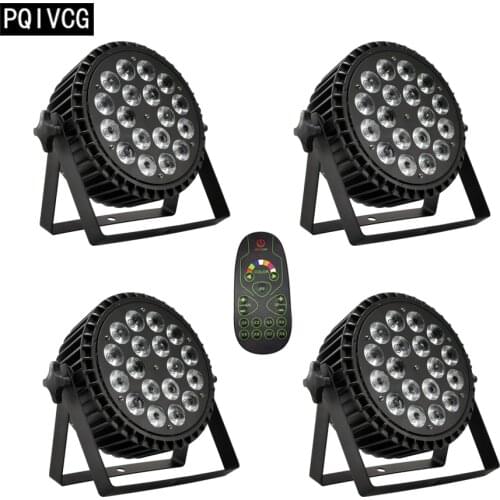 4pieces/ Aluminum 18x12w remote Led par light RGBW 4-in-1 12w led flat par stage DMX512 DJ lights Aviation plug