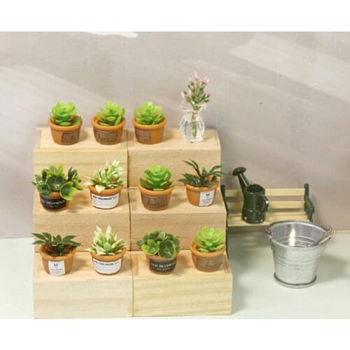 4Pcs Cute Mini Round Plastic Plants Dollhouse Miniature Green Mini Potted For Green Plant In Pot