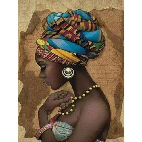 5D DIY Diamond Embroidery Cartoon Africa Women Diamond Painting Full Diamond Mosaic Needlework Crafts Home Paintings