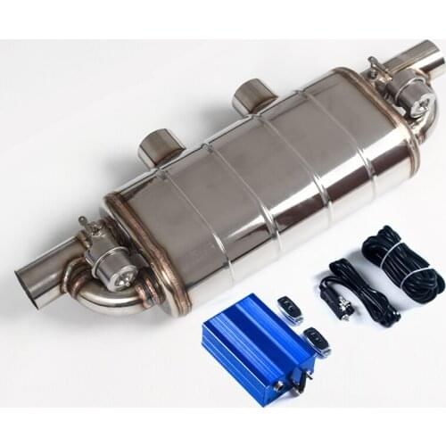 Car Exhaust Gas Silencer Air Valve Sounds Muffler System 76mm 2 Inlet To 2 Outlet With Vacuum Pump Remote Controller Universal