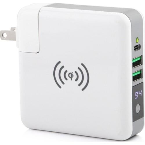 3 in 1 QI Wireless Charger Charging Type C 2 USB Travel Plug Power Bank with Digital Screen for iPhone 8 Xs Max XR Samsung VIVO