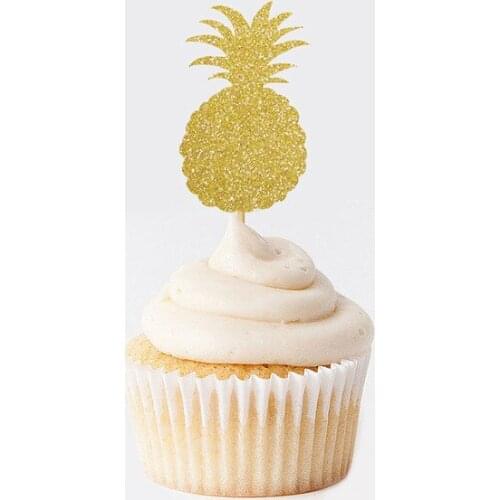 Glitter pineapple cupcake toppers wedding birthday bridal baby shower Bachelorette Party Decor cake toppr food picks