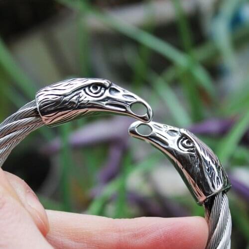 316L stainless steel bracelet Punk Viking armband Vikings Black crow bracelets & bangles Men bangle bracelet Vulture condor