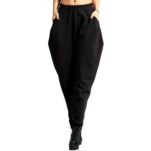 Womens pants Autumn and winter feet pants Harlan pants elastic black elastic waist loose large size casual Collapse trousers