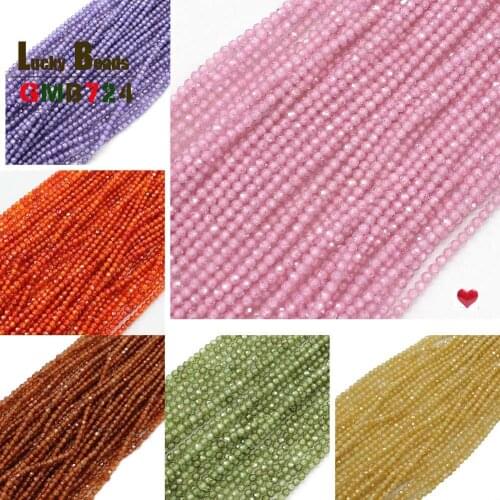 Natural faceted Round Zircon beads Birthday quartz Cubic Zircon stone Beads For Jewelry Making 2mm 15 inch/lot