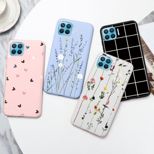 For OPPO Reno4 Lite Case Matte Protective Silicone Back Cover Bumper For OPPO Reno 4 Lite Reno4Lite 6.43'' Flowers Phone Shell