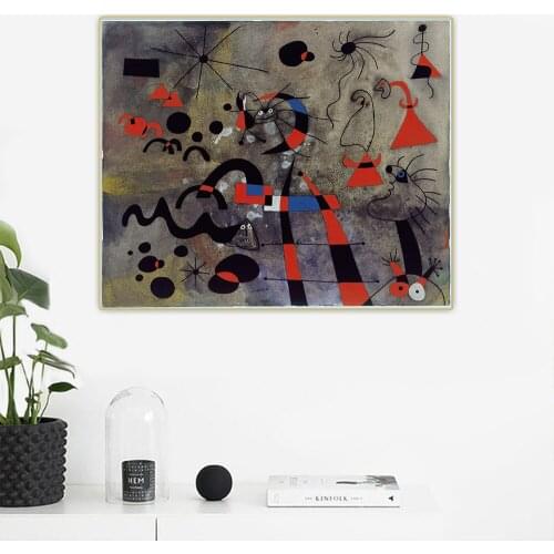 Citon Joan Miro《The Escape Ladder》Surrealism Canvas Oil Painting Artwork Poster Picture Background Wall Decor Home Decoration