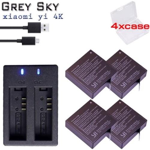 For Xiaomi Yi 4K 4K+ Yi lite,1400Mah Battery+Xiao Yi 2 Dual Battery Charger For xiaomi Yi 4K Action Camera Accessories