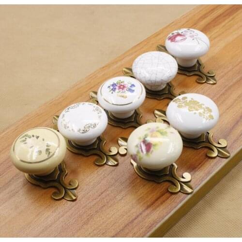 7 Style Available China Flower Furniture Handle & Knob Vintage Ceramic Cabinet Knobs