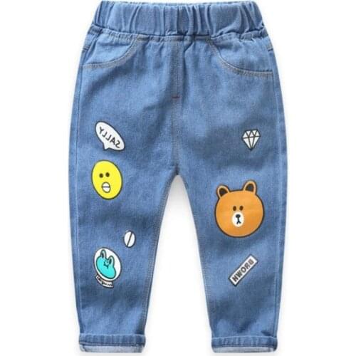 Boys trousers spring autumn 2020 new kids jeans baby boy fashion cartoon pants outfits for children casual demin long pants 2-7Y