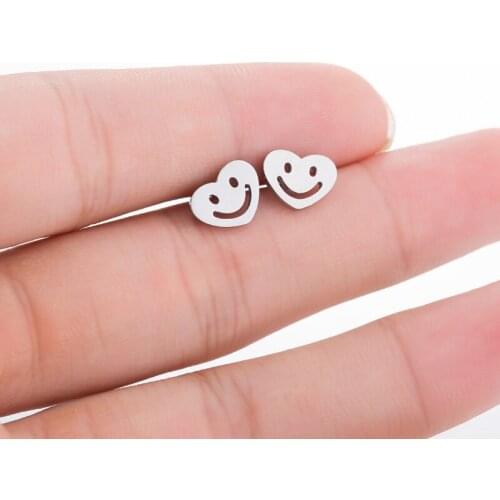 Hfarich Pendientes Funny Facial Earings Cute Stainless Steel Smile Face Piercing Earrings for Women Girls Daily Office Jewelry