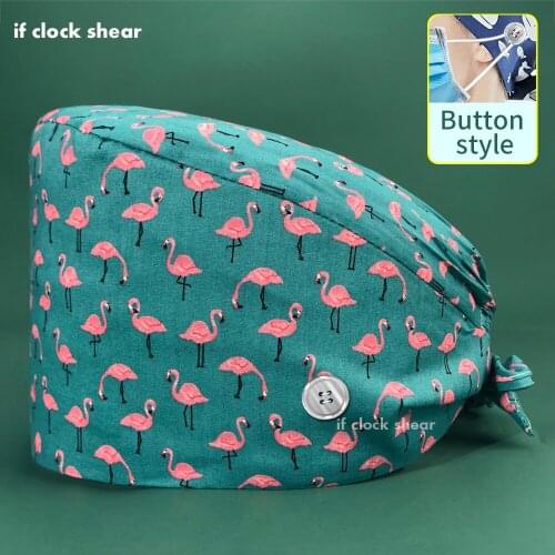 Surgical lab Hats Print Doctor Men and Women Medical Nurse hats pet Vet surgery caps Operating Room Caps 100% Cotton with button