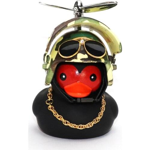 Camouflage Helmet Black Duck Car Accessories Interior Broken Wind Small Black Duck Car Ornament Bicycle Cycling Decoration Gift